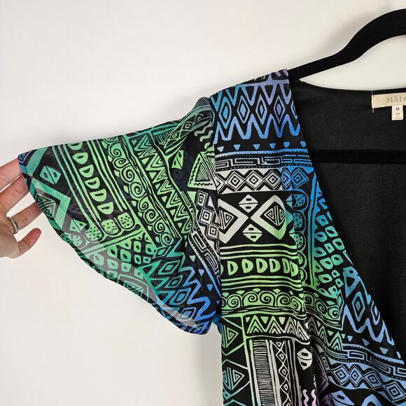 HALO Short Sleeve Romper SIze Medium Deep Plunge V Neck Wrap Style TIe - Picture 6 of 10